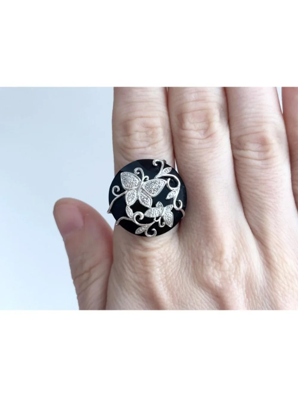 Retired QVC Affinity Diamond 1/10 ct Butterfly Sterling 925 Vintage Ring - sz 9